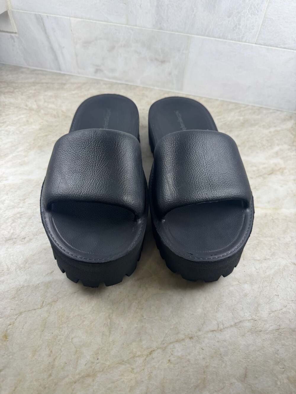 Jeffrey Campbell Summertime Platform Slide Sandals Black Lug Sole Women’s 11 - Picture 2 of 14